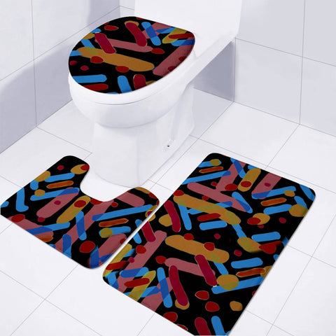 Image of Vivid Multicolored Abstract Print Toilet Three Pieces Set