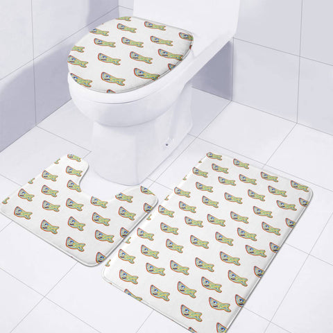 Image of Funny Shark Drawing Pattern Toilet Three Pieces Set