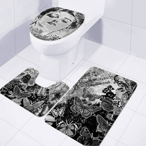Image of Lady And Butterflies Toilet Three Pieces Set