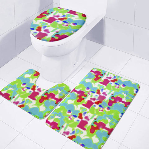 Image of Modern Abstract Collage Vivid Pattern Toilet Three Pieces Set