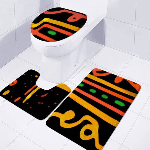 Image of Colored Ethnic Abstract Art Toilet Three Pieces Set