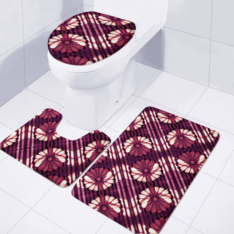 Image of Decorative Stylized Floral Pattern Toilet Three Pieces Set