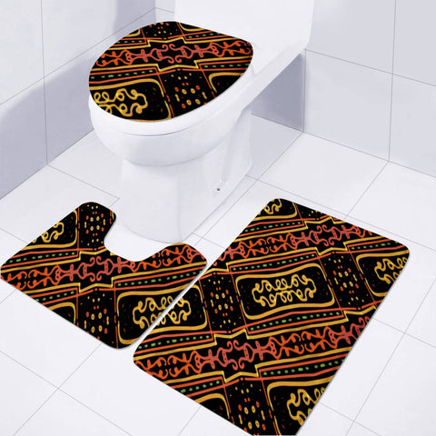 Image of Colorful Boho Ornate Print Toilet Three Pieces Set