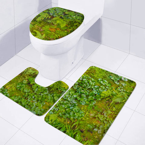 Image of Tropical Nature Print Toilet Three Pieces Set