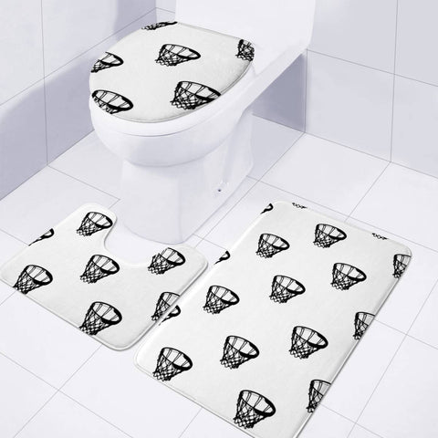 Image of Basketball Motif Print Pattern Toilet Three Pieces Set