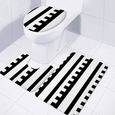 Image of Black And White Geometric Design Pattern Toilet Three Pieces Set