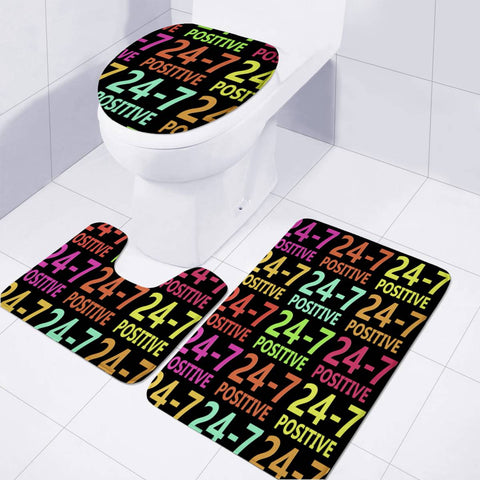 Image of Positive Emotion Typography Concept Pattern Toilet Three Pieces Set