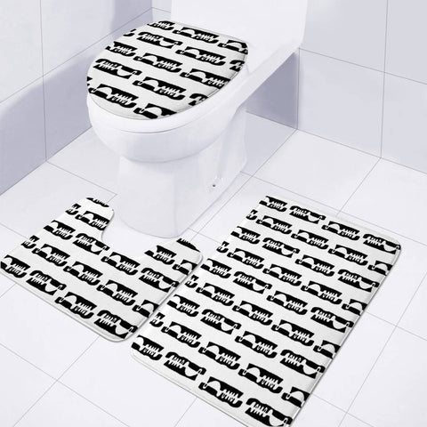 Image of Black And White Abstract Ethnic Print Pattern Toilet Three Pieces Set