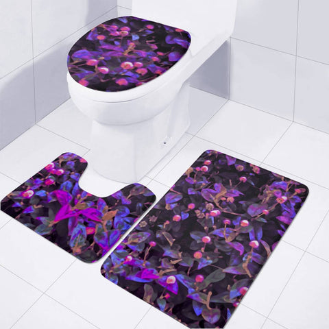 Image of Stylized Floral Texture Pattern Toilet Three Pieces Set