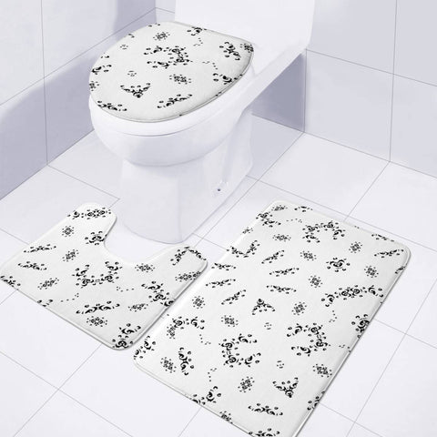 Image of Ethnic Ornate Black And White Design Print Toilet Three Pieces Set