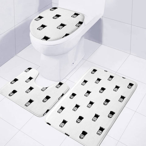 Image of Sketchy Emojis Print Pattern Toilet Three Pieces Set