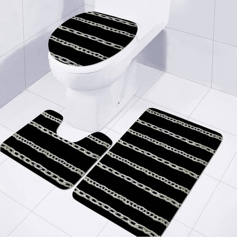 Image of Chains Stripes Print Pattern Toilet Three Pieces Set