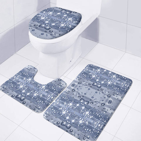 Image of Drop Water Collage Print Pattern Toilet Three Pieces Set