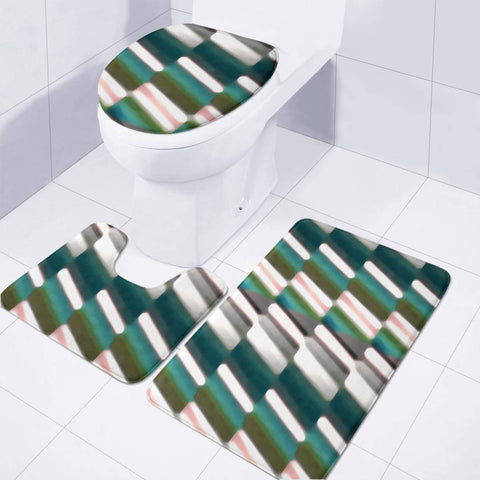 Image of Geo Stripes Print Pattern Toilet Three Pieces Set