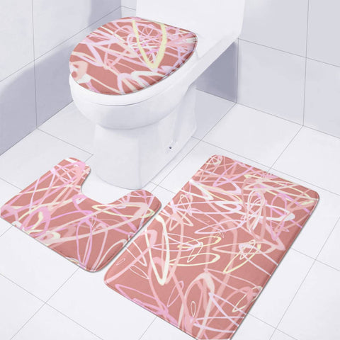 Image of Abstrait Formes Rose Toilet Three Pieces Set