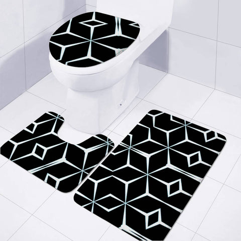 Image of Abstrait Formes Géométriques Blanc/Noir Toilet Three Pieces Set