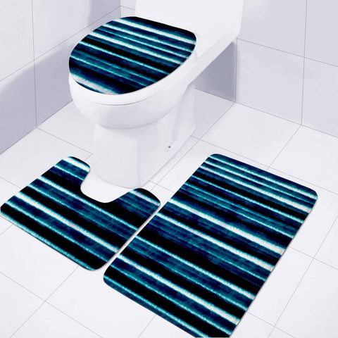 Image of Bandes Peinture Bleu Profond Toilet Three Pieces Set