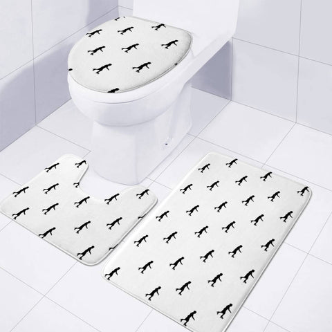 Image of Skating Motif Graphic Silhouette Print Pattern Toilet Three Pieces Set