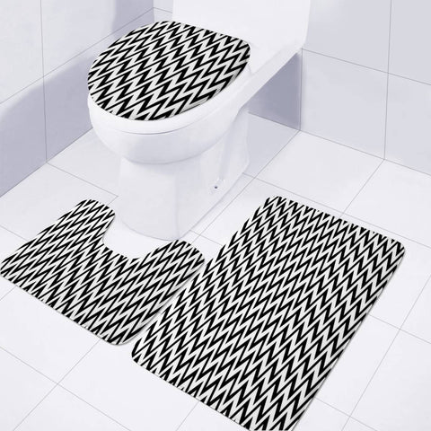 Image of Abstrait Chevrons Noir/Blanc Toilet Three Pieces Set