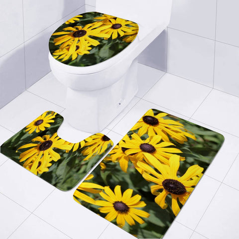 Image of Photo Fleurs Jaune Toilet Three Pieces Set