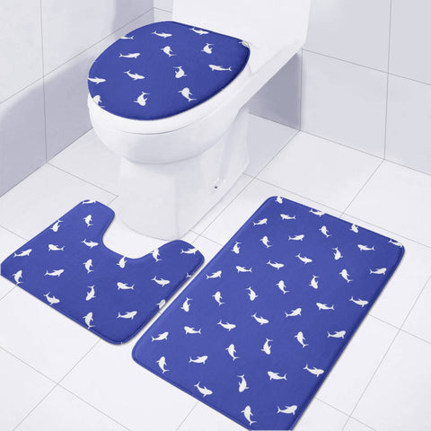 Image of Marine Life Motif Print Pattern Toilet Three Pieces Set