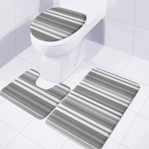 Image of Bandes Grise/Blanc Toilet Three Pieces Set