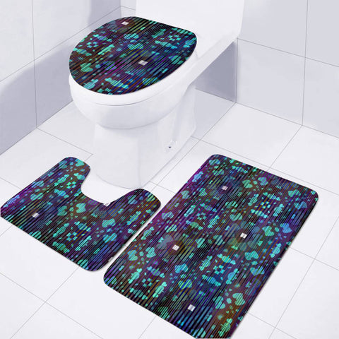 Image of Abstrait Formes Bleu/Violet Toilet Three Pieces Set