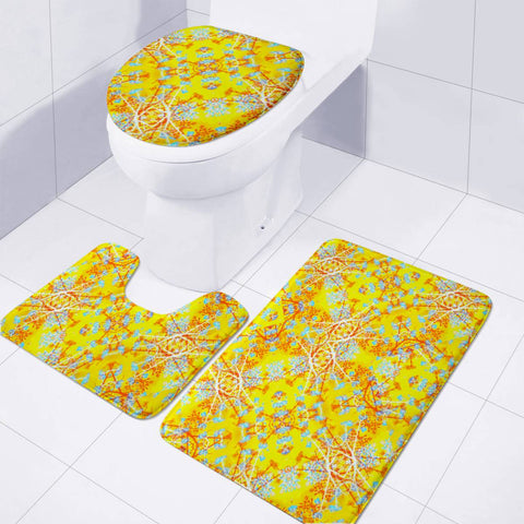 Image of Vivid Warm Ornate Pattern Toilet Three Pieces Set