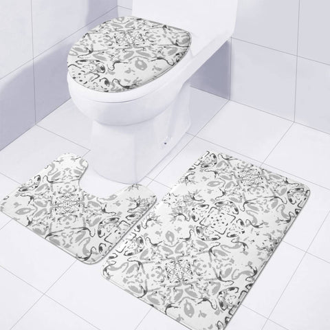 Image of Black And White Decorative Ornate Pattern Toilet Three Pieces Set