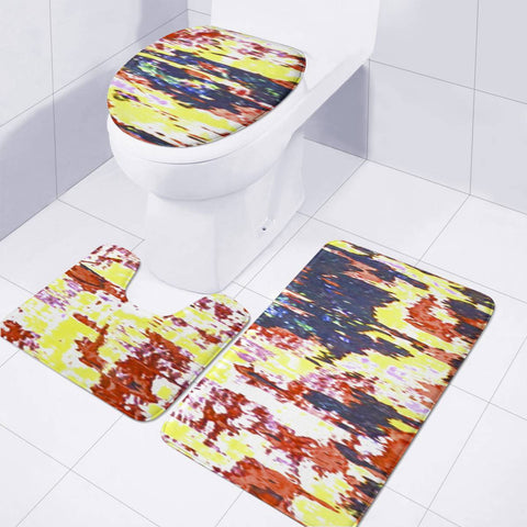 Image of Multicolored Abstract Grunge Texture Print Toilet Three Pieces Set