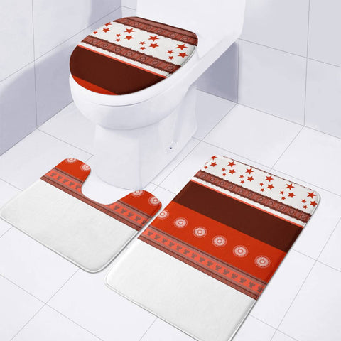 Image of Red Toilet Three Pieces Set