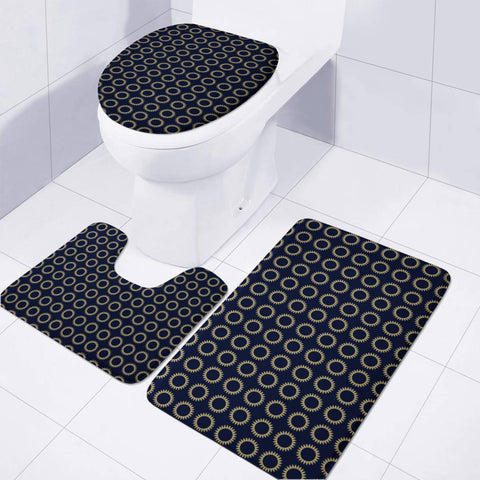 Image of Abstrait Formes Doré/Bleu Toilet Three Pieces Set