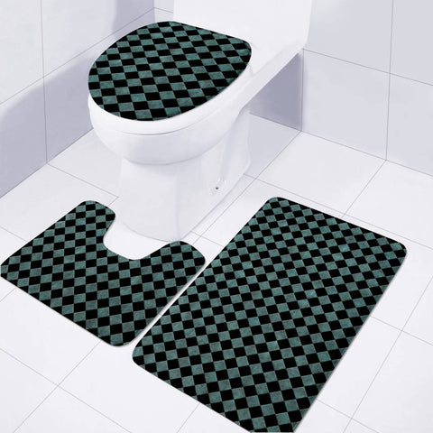 Image of Turquoise Leather Look Diamond Toilet Three Pieces Set