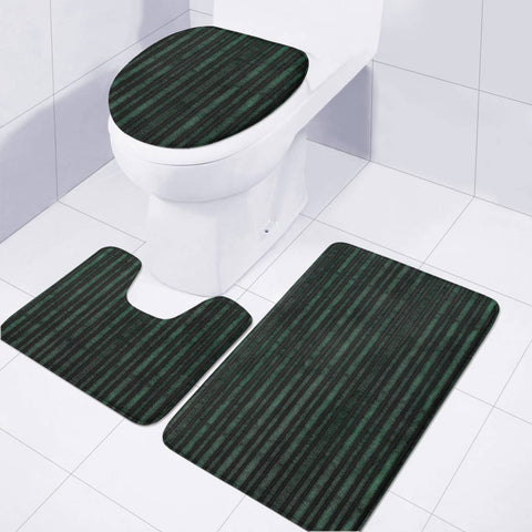 Image of Green Leather Look Lines Toilet Three Pieces Set