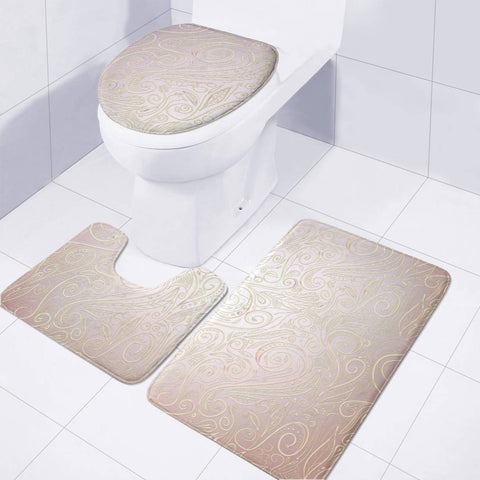 Image of Pink Yellow Damasks Toilet Three Pieces Set