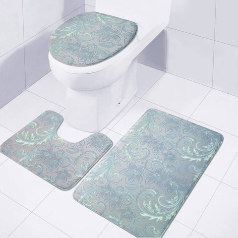 Image of Blue Flourish Toilet Three Pieces Set