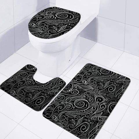 Image of Black Silver Damasks Toilet Three Pieces Set