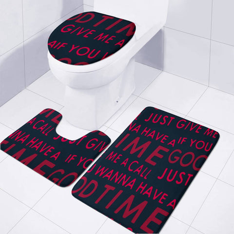 Image of Motivational Phrase Motif Typographic Pattern Toilet Three Pieces Set