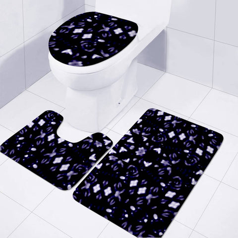 Image of Dark Violet Ornament Pattern Design Toilet Three Pieces Set