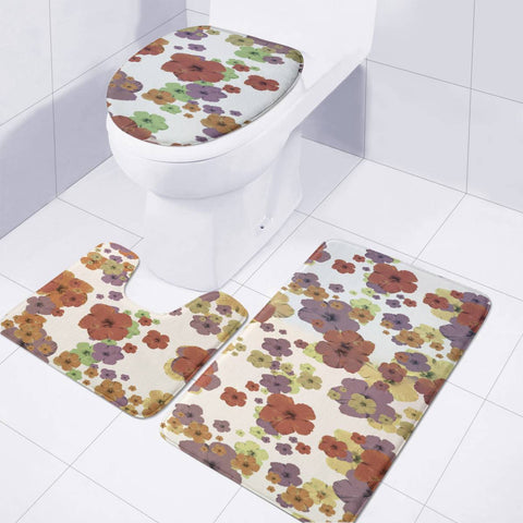 Image of Multicolored Floral Collage Print Toilet Three Pieces Set