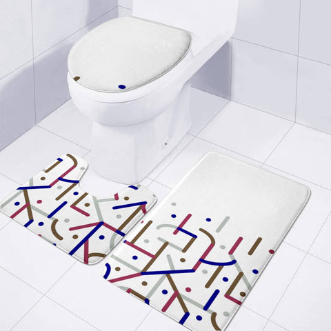 Image of Lines And Dots Motif Geometric Print Toilet Three Pieces Set