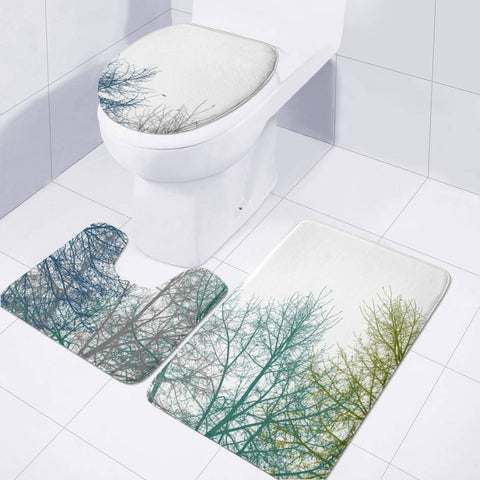 Image of Multicolor Graphic Botanical Print Toilet Three Pieces Set