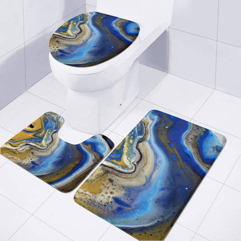 Image of Photo Peinture Acrylic Bleu/Doré Toilet Three Pieces Set