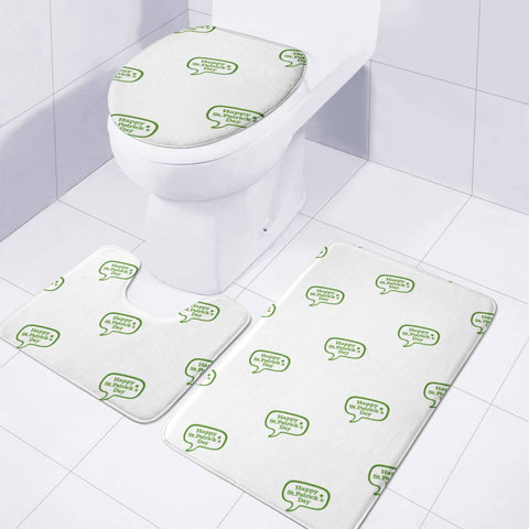 Image of Happy St Patricks Day Symbol Motif Pattern Toilet Three Pieces Set