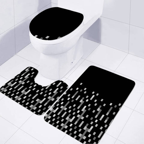 Image of Black And White Matrix Patterned Design Toilet Three Pieces Set