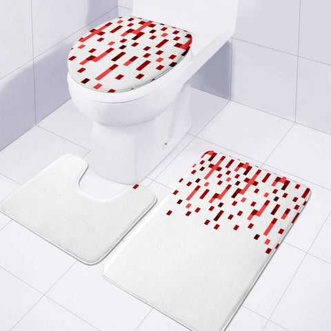 Image of Red And White Matrix Patterned Design Toilet Three Pieces Set