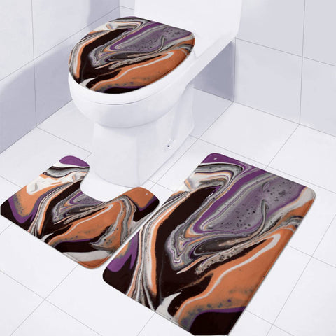 Image of Photo Peinture Acrylique Violet/Corail Toilet Three Pieces Set