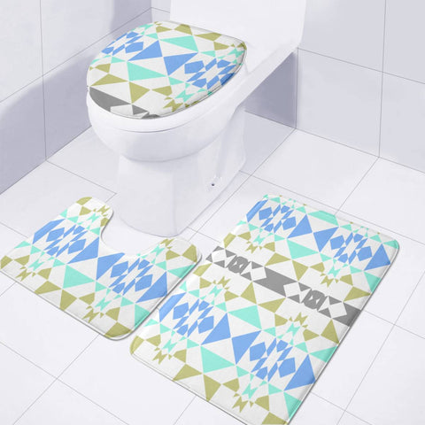 Image of Multicolored Geometric Pattern Toilet Three Pieces Set