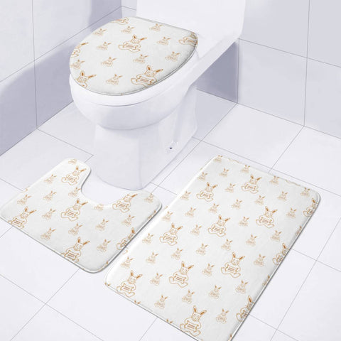 Image of Happy Easter Motif Print Pattern Toilet Three Pieces Set