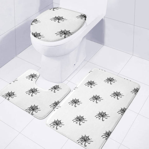 Image of Black And White Floral Print Pattern Toilet Three Pieces Set